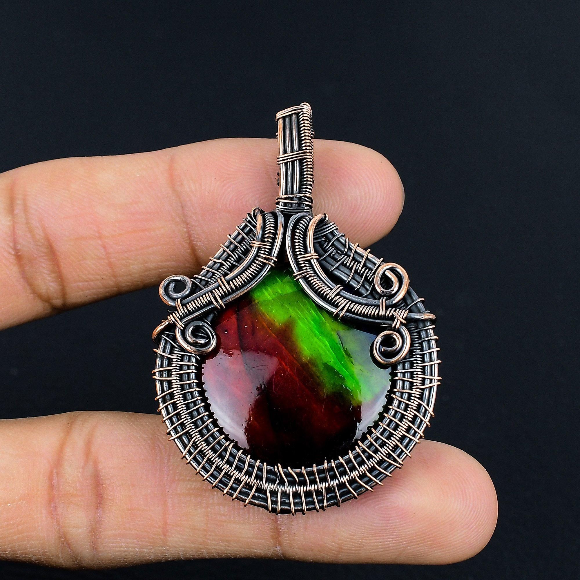 

Bi-Color Labradorite Pendant Gemstone Handmade Jewelry, 999 Copper Wire Wrapped Pendant, Gift For Wife Jewelry 2.55 Inches