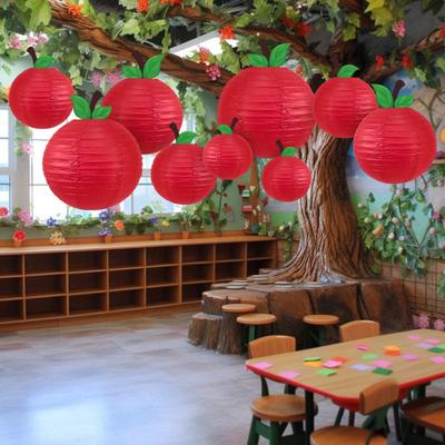 Fruit Lantern Chinese Style Red Fruit-Shaped Hanging Paper Lantern Decoration for Back