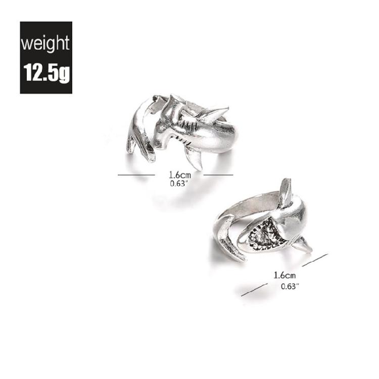 Ins 2x Adjustable Knuckles Rings for Creative Shark Rings Dance Party Jewelry De
