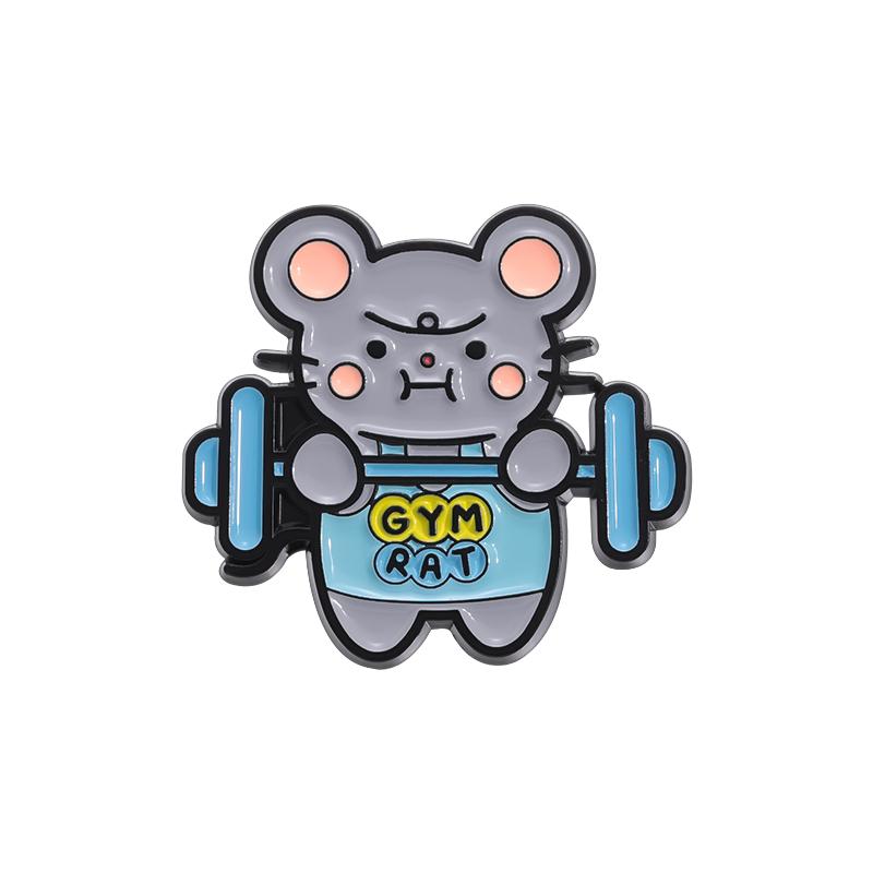 

The Gym Rat Enamel Pins Custom Keep Sports Brooches Lapel Badges Cartoon Animal Jewelry Gift for Friends
