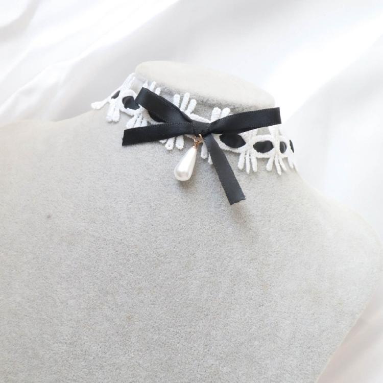 Bowknot Lace Collar Maid Choker Lace Alloy Material Perfect Gift for Cosplayer
