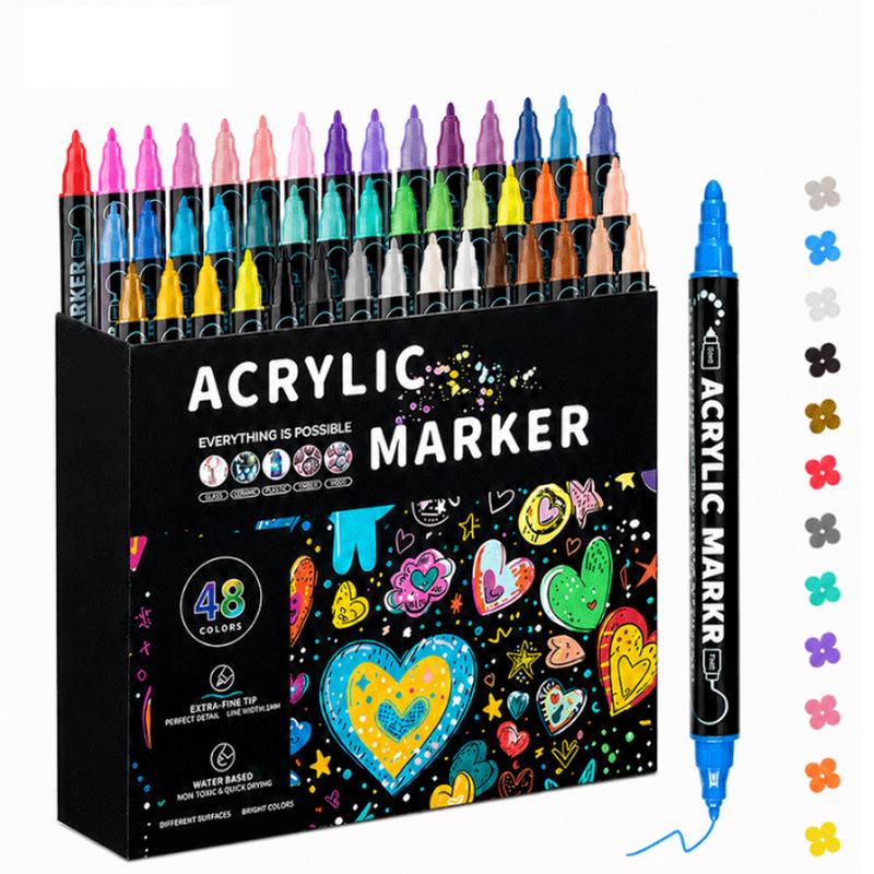 Double-Ended Acrylic Marker Pens for Kids – Quick-Drying, Non-Fading, Vibrant Colors