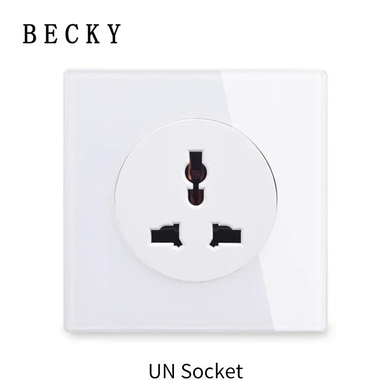 Glass Wall Touch Switch EU UK Standard 16a Socket Large Panel Wall Light Single Live Line White Switch USB TypeC Socket 110v250v