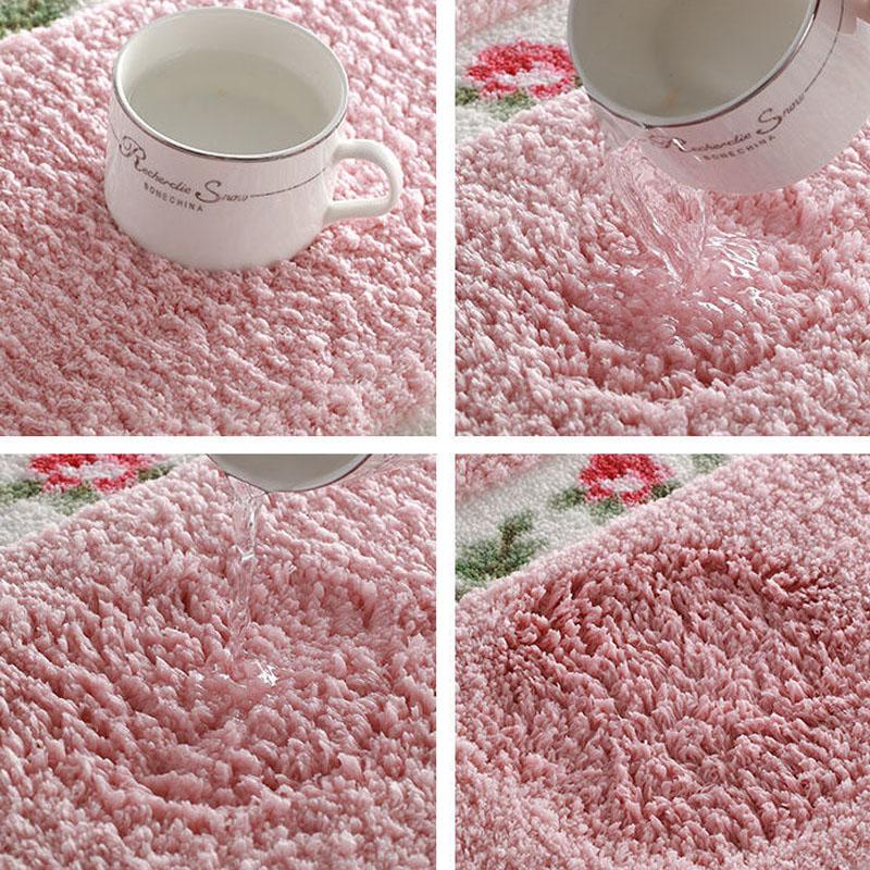 Flower Pattern Bathroom Mats Water Absorbent Kitchen Door Pads Thicken Living Room Rugs Pastoral Style Bedroom Carpet Anti-Slip