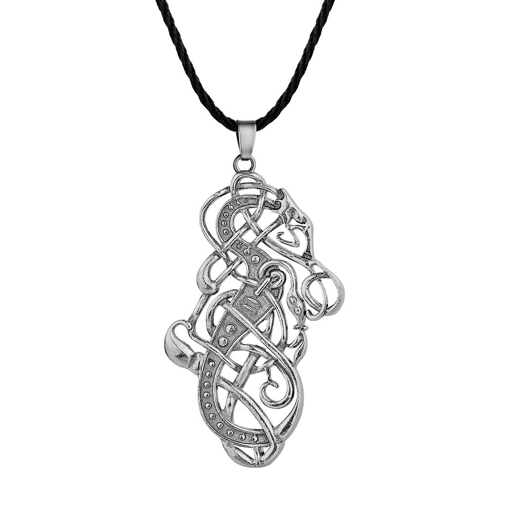 

Kinitial Punk Viking Norse Dragon Knot Antiquity Pendant Necklace Vintage Strange Collar Chain For Man Women Chic Jewelry Gift