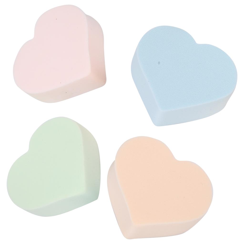 4Pcs Makeup Sponge Soft Heart Shape Wet Dry Use Powder Blush Foundation Blender Sponge