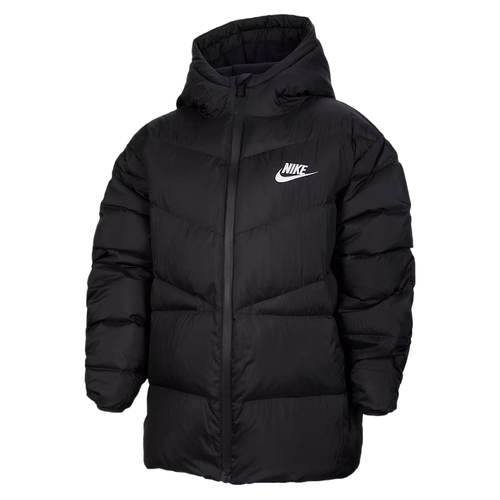 Nike Ветрозащитная водоотталкивающая теплая однотонная куртка Windrunner для детей IQ3182-010 S