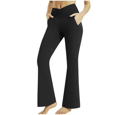 Womens Stretch Yoga Leggings Fitness Running Gym Sports Full Length Active Pants Flared Trousers