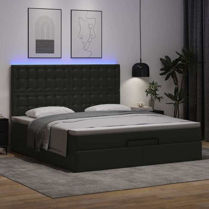 VidaXL Ottoman Bed Frame with Mattress Black 160x200 Cm Faux Leather 3313860