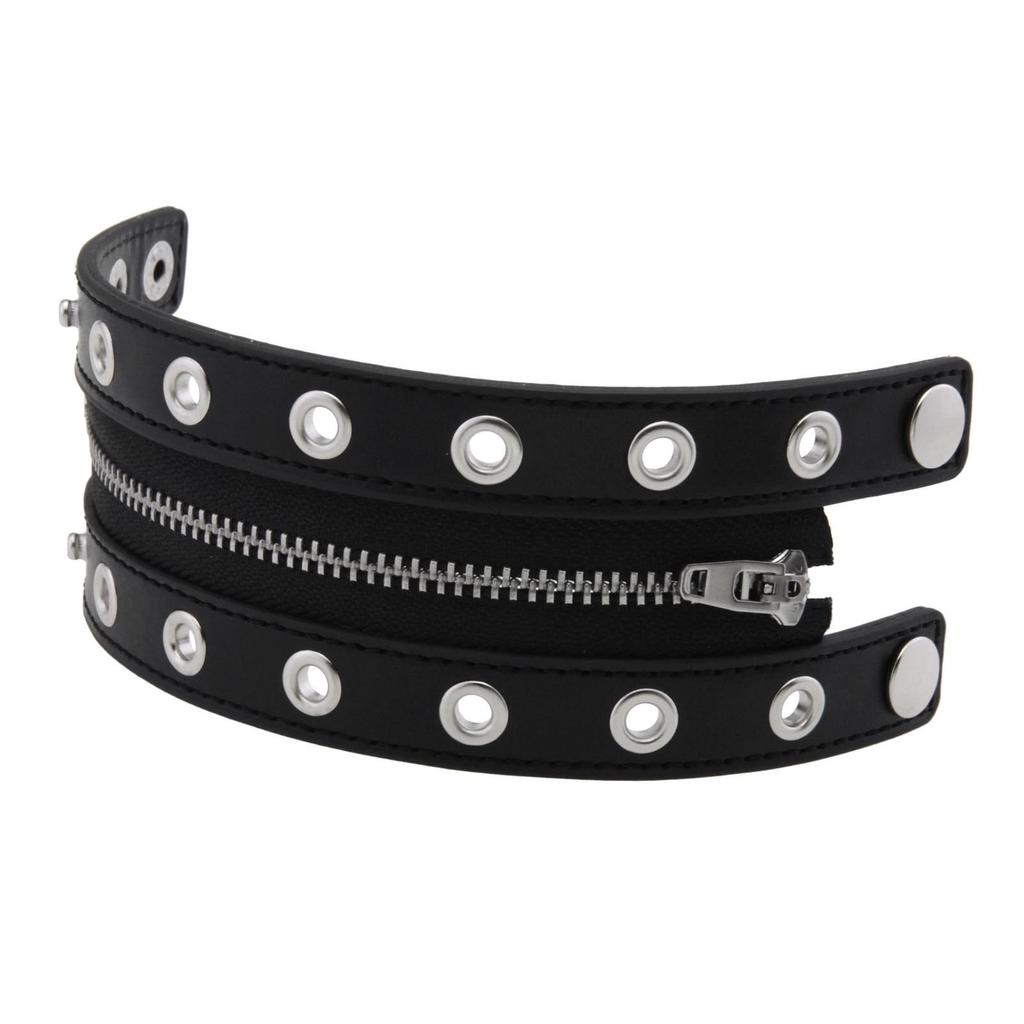Punk-Stil Breites Lederarmband mit Nieten und funktionierendem Reißverschluss für edgy Modeaccessoires