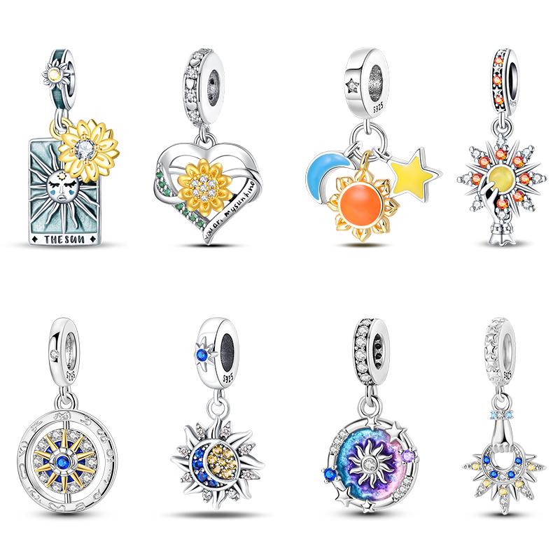 Nuovi Charm Solari in Rame Girasole Sistema Solare Perline Adatti per Braccialetti da 3 mm Originali Gioielli Fai da Te Raffinati Regalo di Compleanno