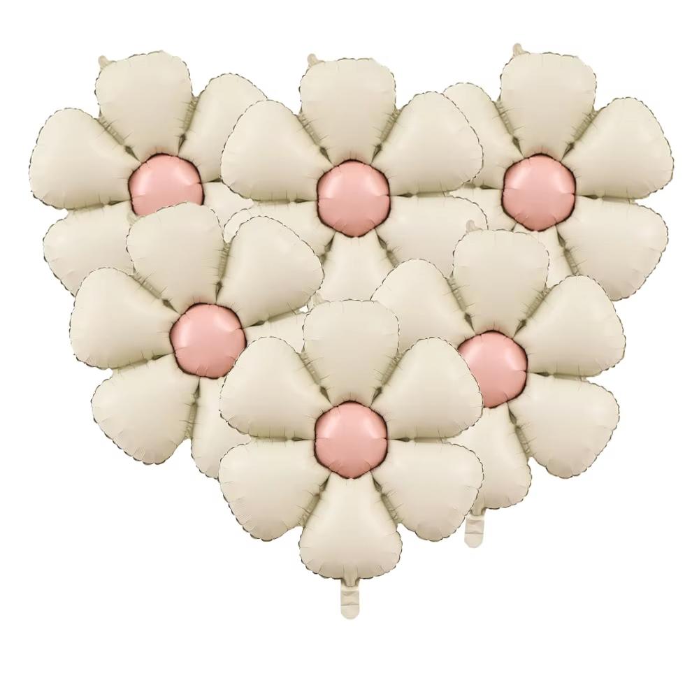 

6pcs 50x40cm Matt Cream Pink Candy Daisy Balloon Aluminum Foil Balloon Girl Baby Shower Birthday Party Wedding Decoration Globos as picture