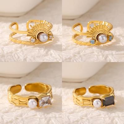 Popular Style Zircon Square Ring Women's High-end Titanium Steel K Gold Stainless Steel Ring