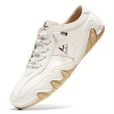 Men Casual Leather Outdoor Walking Sneakers Male Leisure Vacation Soft Driving Shoes Label Embroidery Shoes