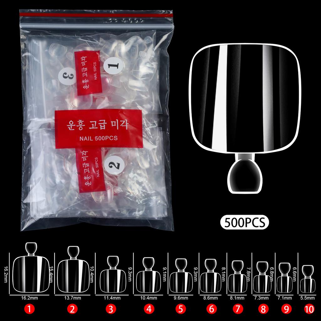 500Pcs Clear Nature Press On Toenails Gel Toe Nail Tips Full Cover Press On Toe Foot Nails Acrylic False Nail Art Manicure Tool