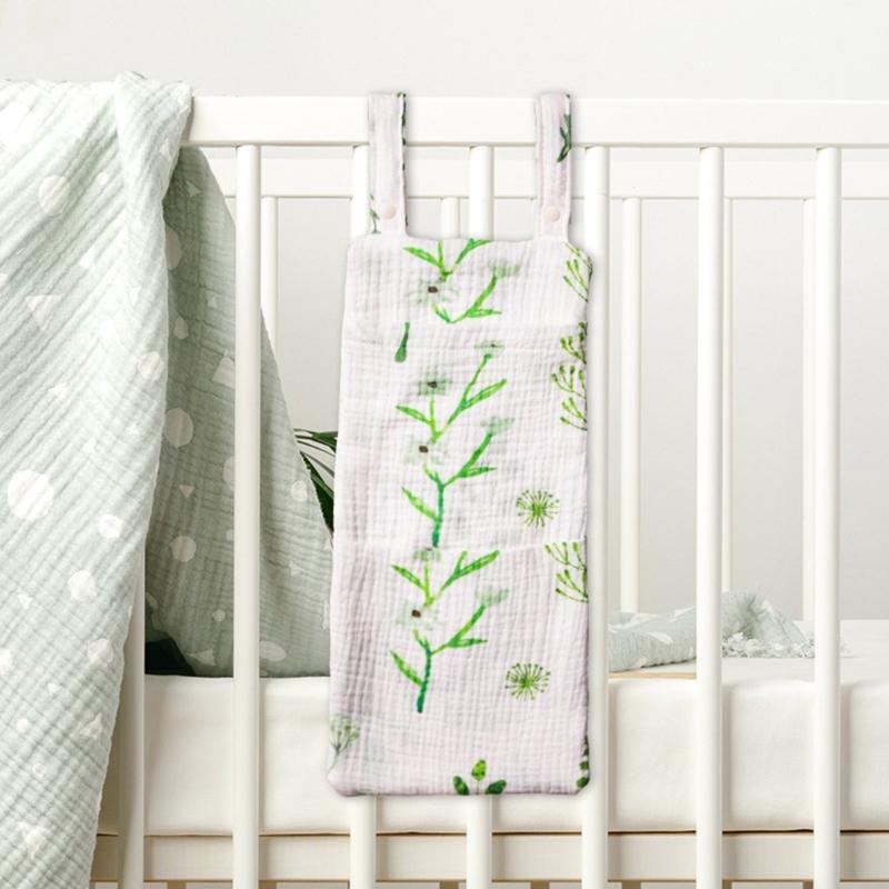 Breathable Infant Bed Hanging Storage Bag Large Compartment 2-Pocket Organsier Case for Baby Supplies and Accessories