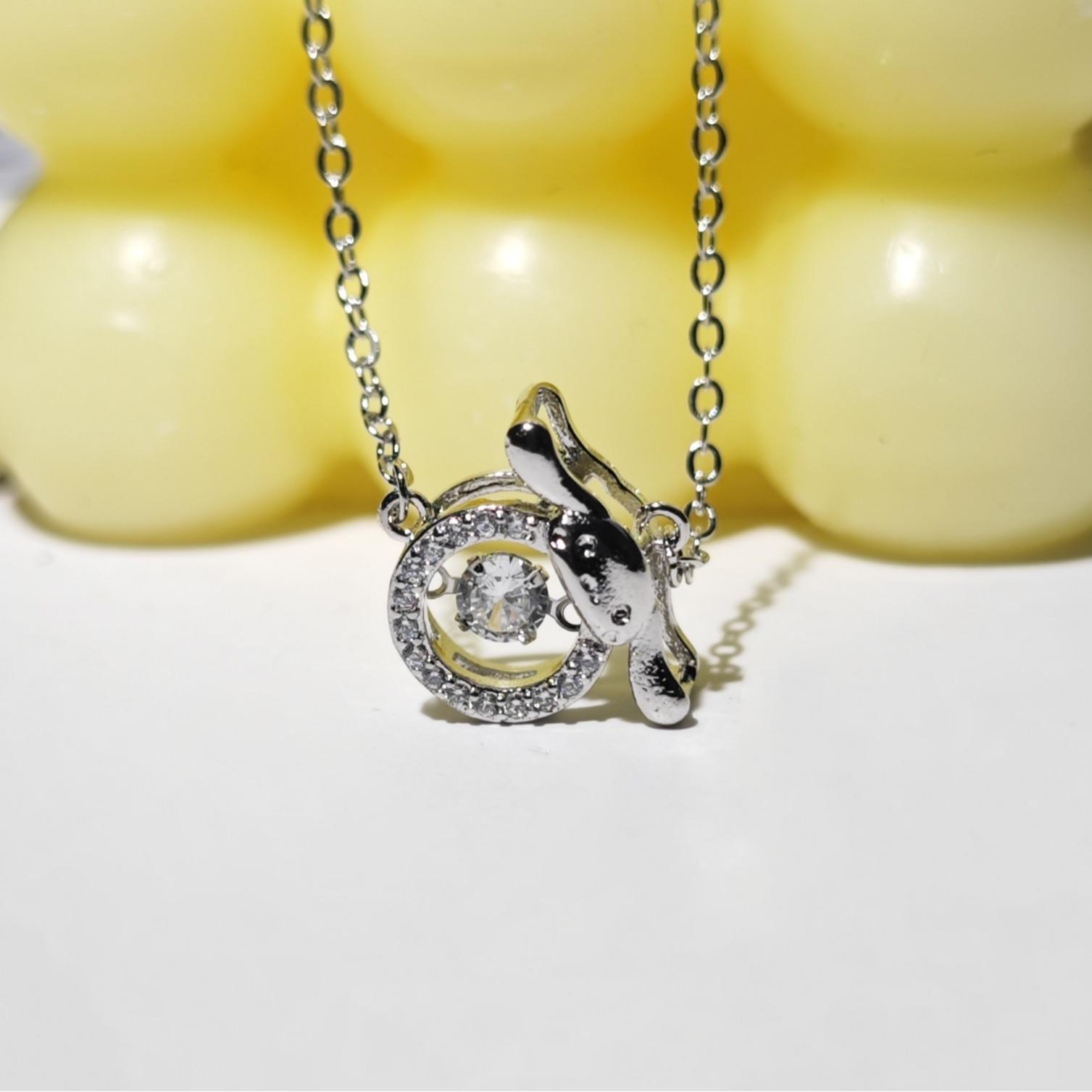 

925 Silver Cinnamoroll Kinetic Pendant Necklace - Cute and Sweet Women s Niche Fashion Clavicle Chain