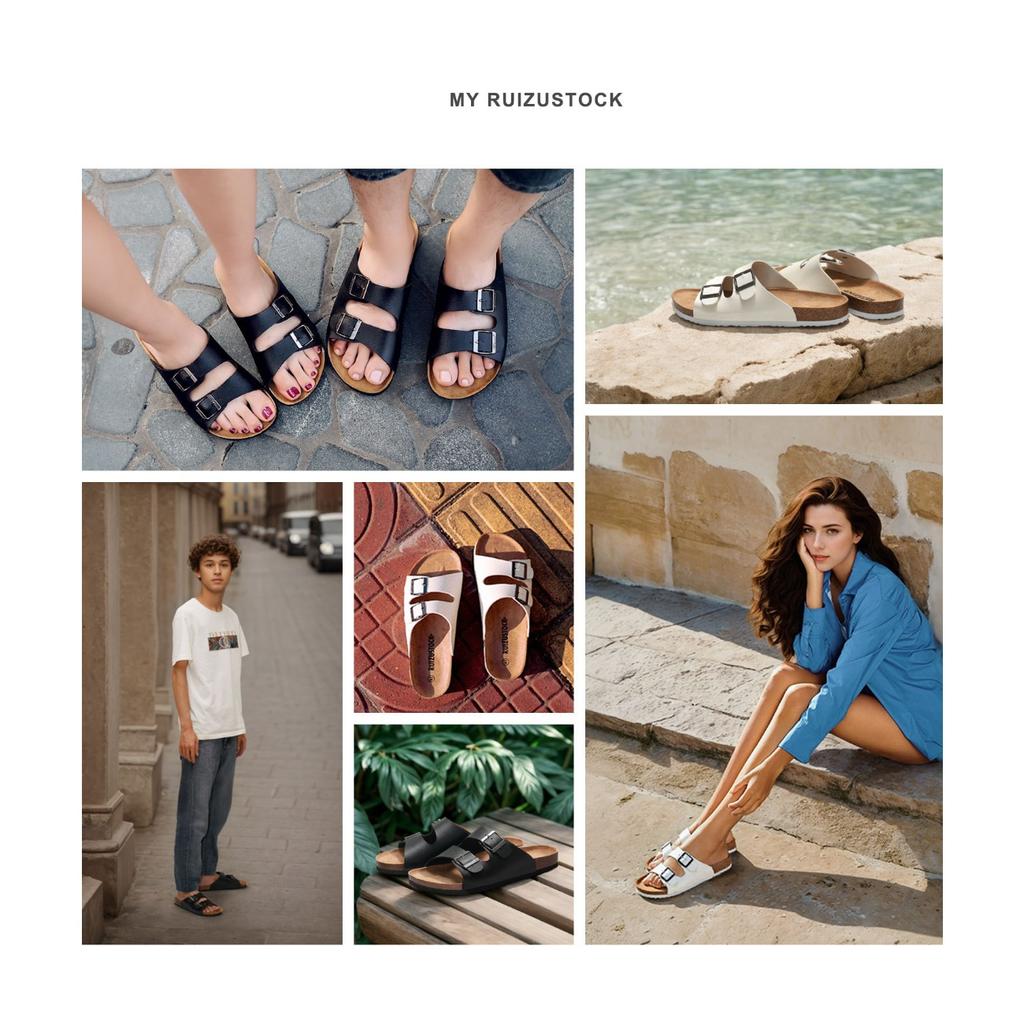 Tongs en liège pour couple d'été - Sandales de plage tendance pour homme, Claquettes décontractées à bout unique pour un usage quotidien et les vacances KWN