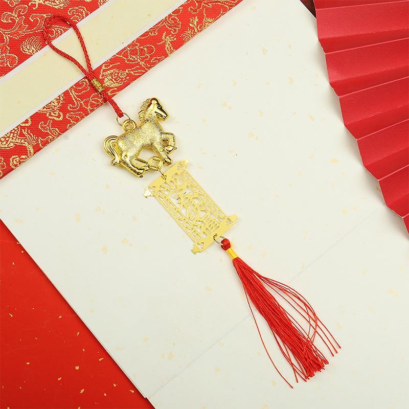 Chinesisches Neujahr Rot Gold Glücklich Festlich Tierkreis 2026 Jahr des Pferdes Wandbehang Ornament Dekoration Einzugsgeschenke