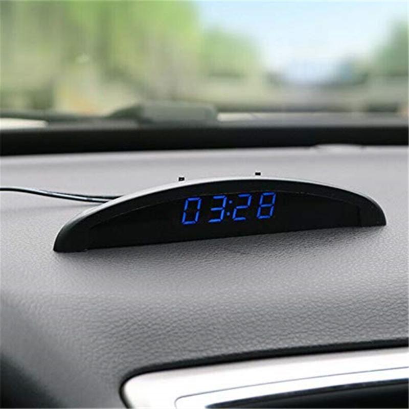 LED Car Clock 24-Hour Thermometer Car ide Outside Temperature Meter Digital Battery Voltage Monitor DC 8~28V Voltmeter