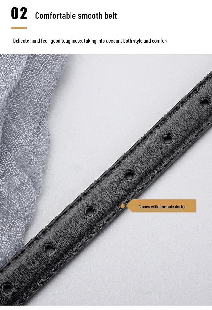 Women's Versatile Leather Belt with Pin Buckle for Jeans - Light Luxury Style