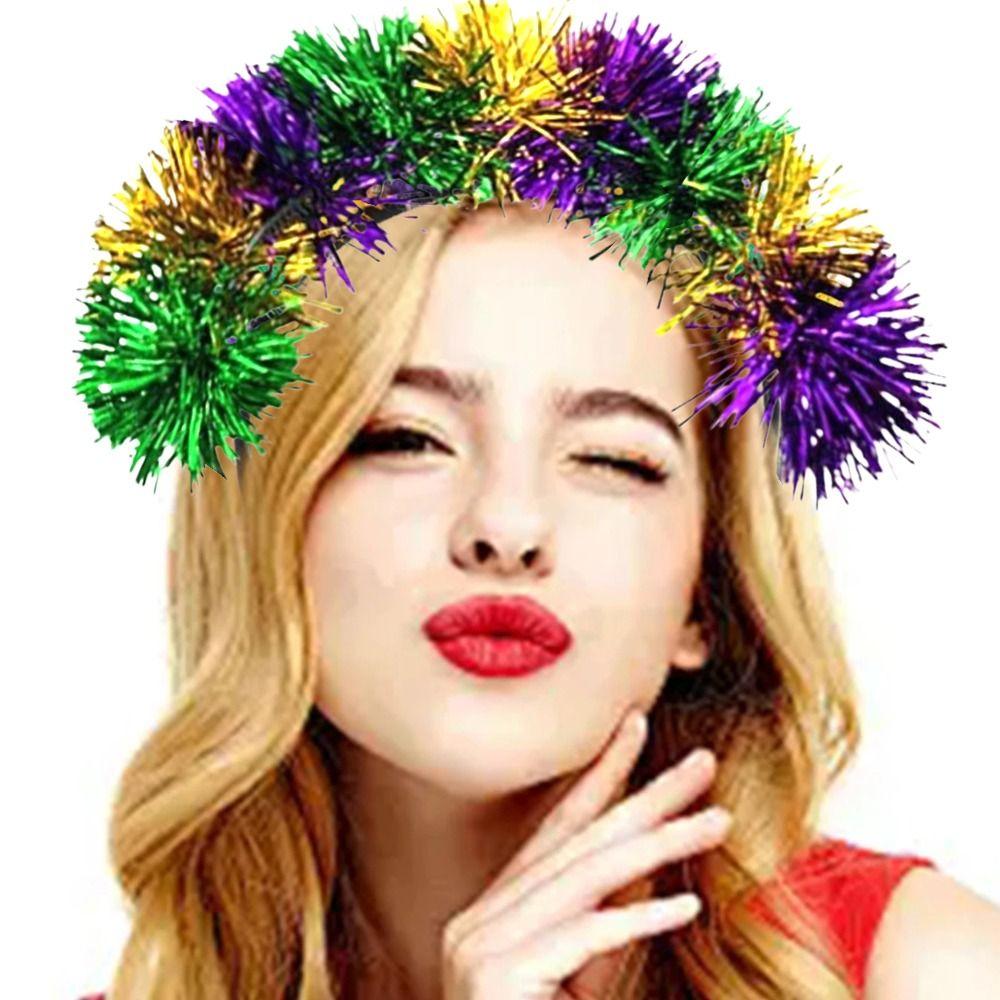

Sparkly Mardi Gras Hairband Mardi Gras Foil Tassel Headpieces Fashion Fireworks Headband Festivals