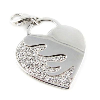 [E0964] - Silver Pendant Charm 'Love Sublime' White