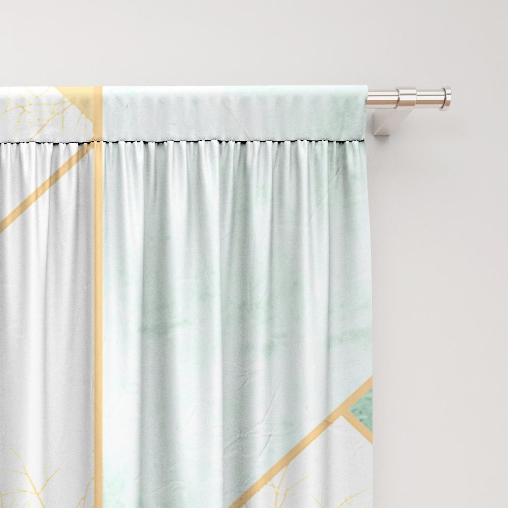 2PC Home Decoration Curtains, Green Art Marble With Rod Pocket Curtains, Kitchen, Coffee Shop, Living Room, Balcony, Garden