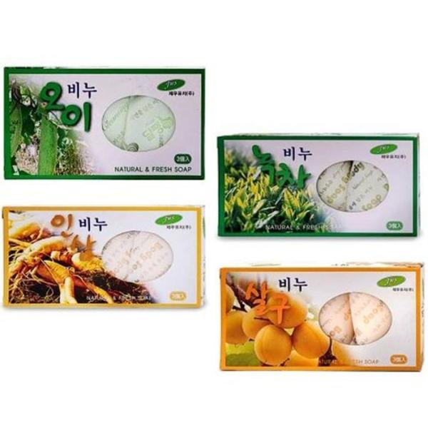 [OF3N5762] Natural Fresh Soap 3-Pack Facial Soap (12130803) Green tea soap (3 pieces)