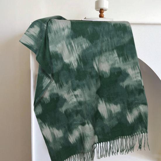 Women Scarf Graffiti Color Block Printed Scarf Autumn Winter Soft Shawl Scarf Outdoor Activities Versatile Accessory