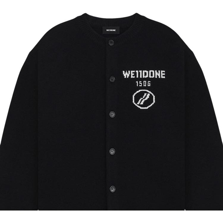 WE11DONE FW26 1506 Logo Button Long Sleeve Knit Sweater Unisex Sweater WD-KC2-26-605-U-BK