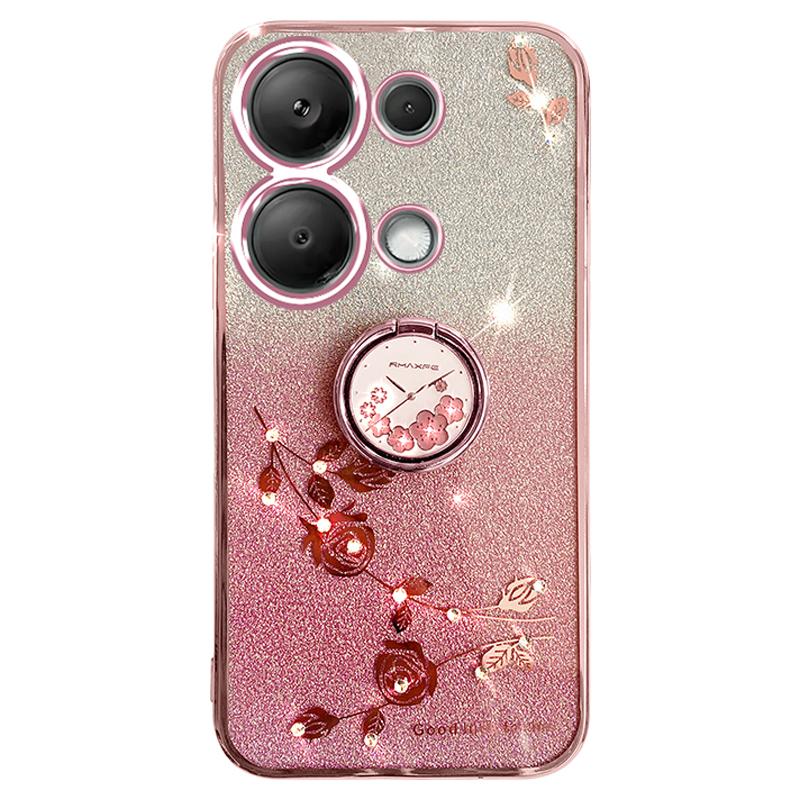 KADEM For Xiaomi Redmi Note 13 5G Cell Phone Case Glitter TPU Cover with Ring Kickstand