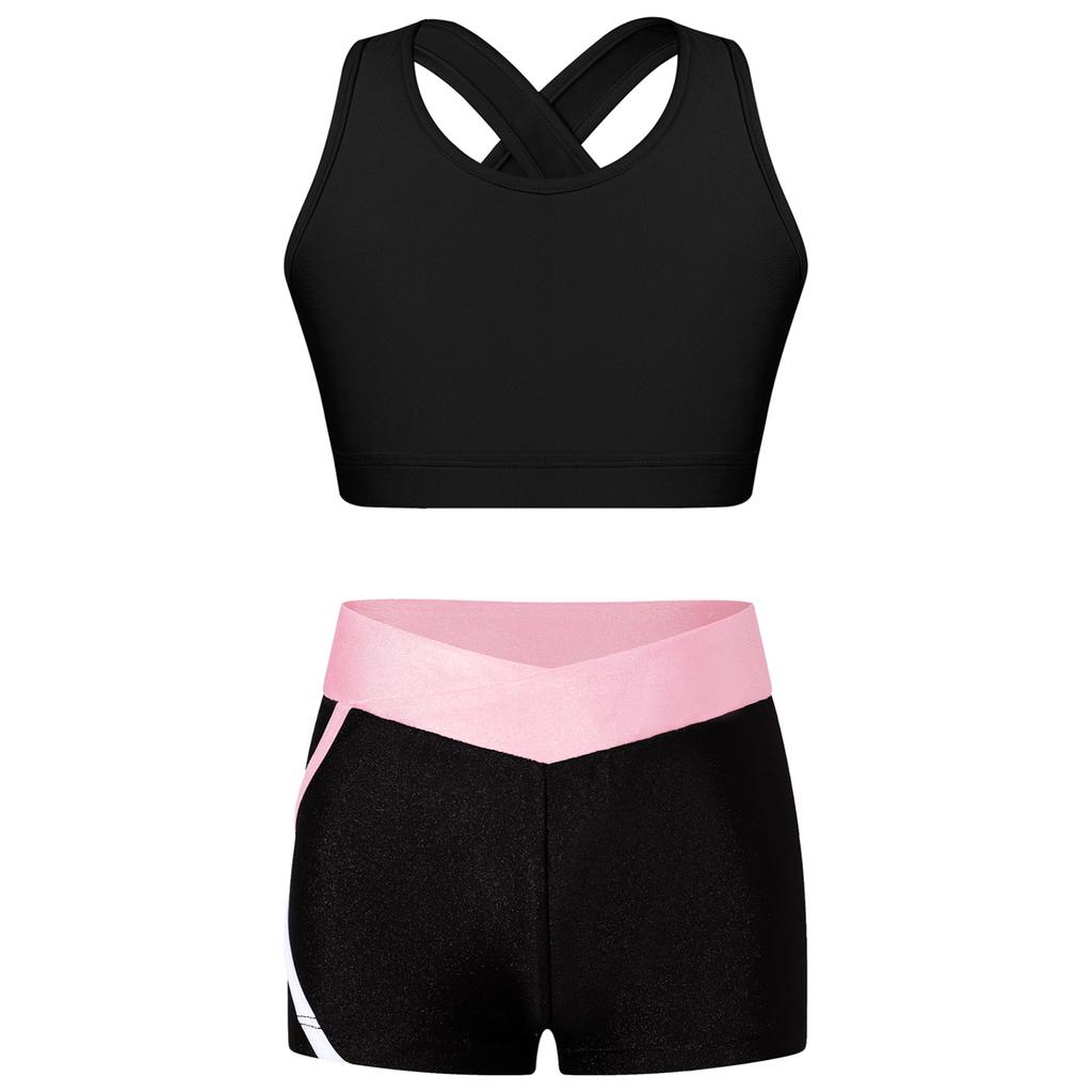 Girls' Bikini Tankini Set Tank Top Shorts Two Piece Sports Suit Activewear Kids Ballet Jersey Sport Set Dance Clothing