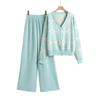 European & American Fashion Knit Wide-Leg Pants & Sweater Set - Women's Autumn Two-Piece