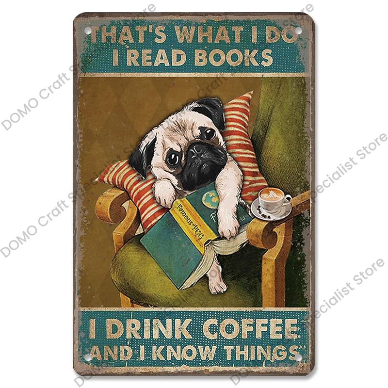 Pet Dog Dachshund Plaques Vintage Metal Plate Drink Coffee Wine Read Book Metal Tin Signs Wall Decor for Bar Pet Shop House