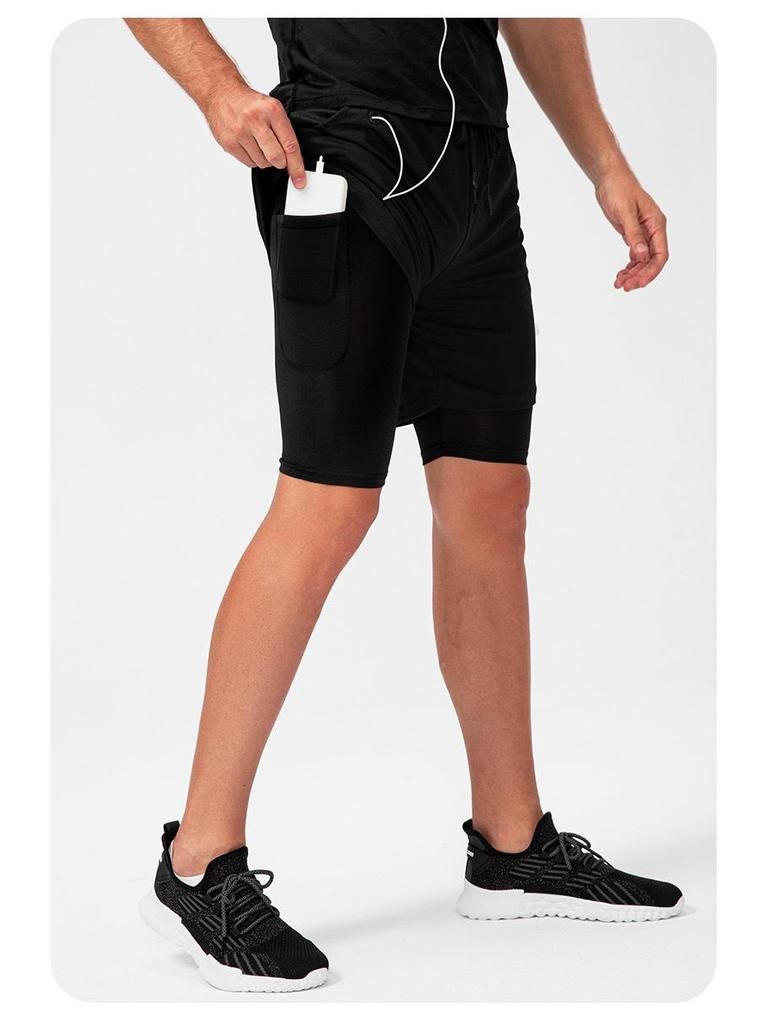 Men's PRO Breathable Mesh Double Layer Quick-Dry Loose Fit Running Shorts