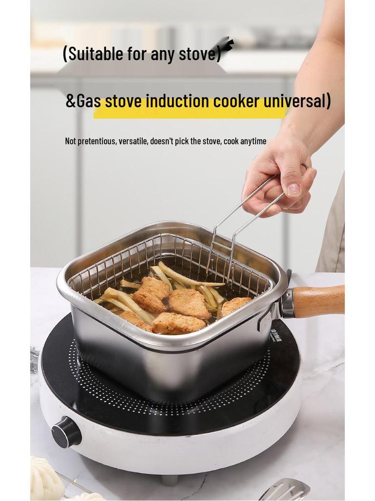 Stainless Steel Multifunctional Cookware: Square Deep Fryer, Milk Steamer, Noodle Pot, Portable Fresh-Keeping Box
