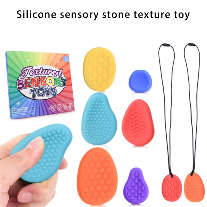 Sensory Stone Set Of 6 Textured Stone Toy For Children Stress Relief And Calming Tool For Home and School Training Use