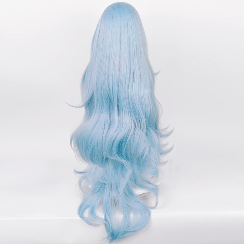 LAOBAO Ayanami Rei Cosplay Wig, Light Blue, Long Curly, Heat-Resistant, Disguise Wig, Costume Accessory, Perfect for Parties, Halloween, Festivals, an