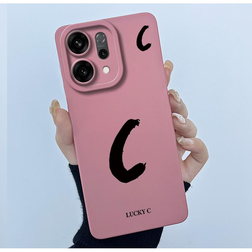 For OPPO Reno14 Pro 5G Cover Case Lucky Initial Letter Couple Silicone Soft Matte Phone Bumper for Oppo Reno 14 Pro 5G Casing