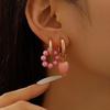 Vintage Pink Heart Beaded Drop Earrings for Women New Trendy Metal Asymmetric Starfish Shell Pendant Earrings Party Jewelry