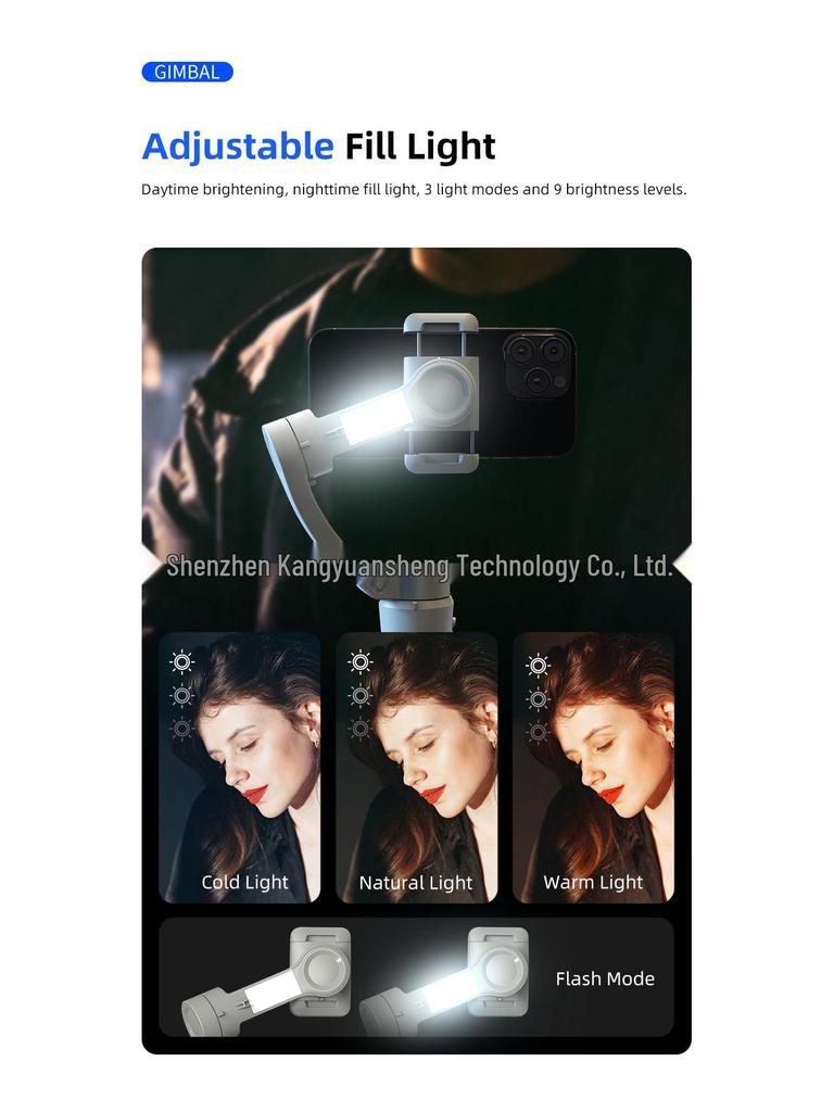 M01 Handheld Three-Axis Stabilizer Gimbal with Face Tracking and Anti-Shake for Phone Video Shooting and Live Streaming