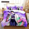 3D Print Kochou Shinobu Bed Anime Demon Slayer Bedding Set 200x200 Teens Boys Twin Single Queen King Full Duvet Cover Sets
