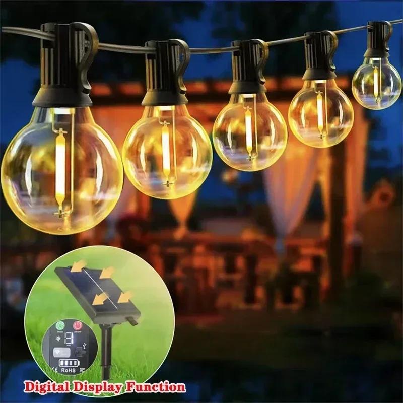 

G40 Солнечные гирлянды, уличные солнечные гирлянды, гирлянды, подвесные светильники для патио, водонепроницаемые садовые перголы, декор для террасы бистро 10Bulbs(7M) теплый белый