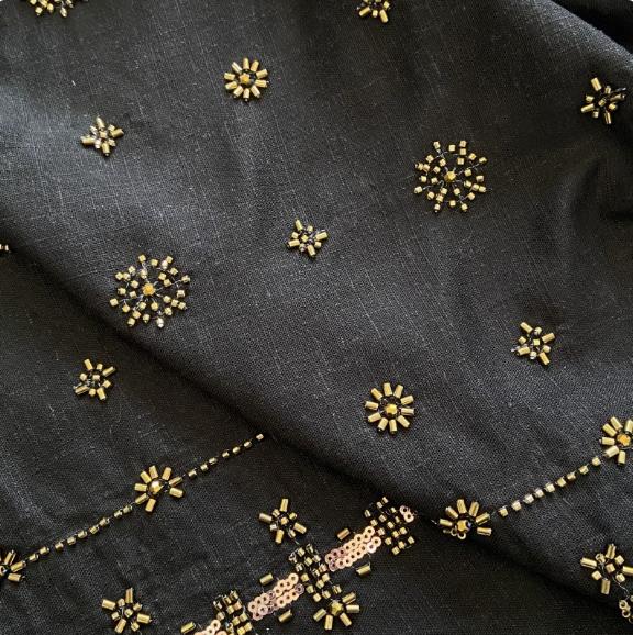 Width of 1.4 Meters Viscose Linen Bead Tube Embroidered Fabric Hand-made DIY Heavy-duty Embroidered Fabric for Clothing