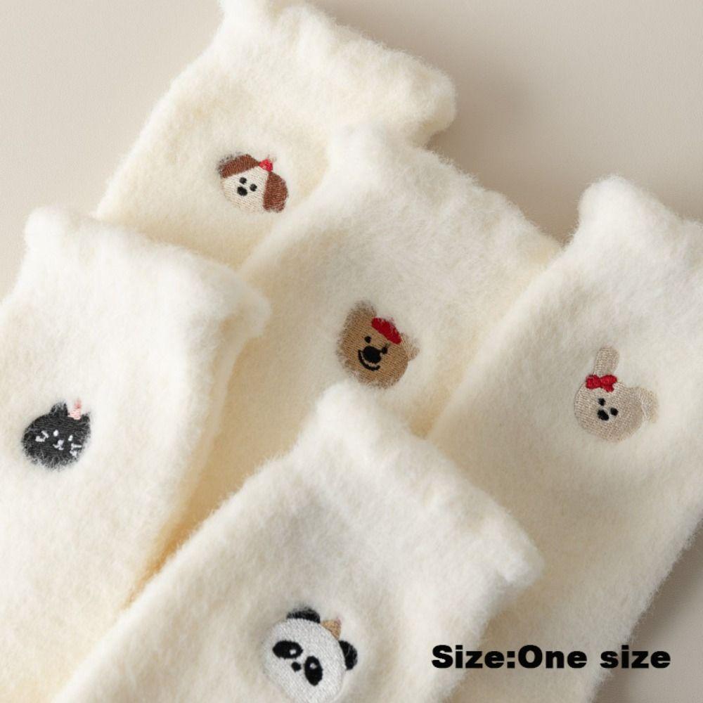 Thicken Floor Plush Sock Cartoon Fluffy Mid Socks Cute Mink Velvet Socks