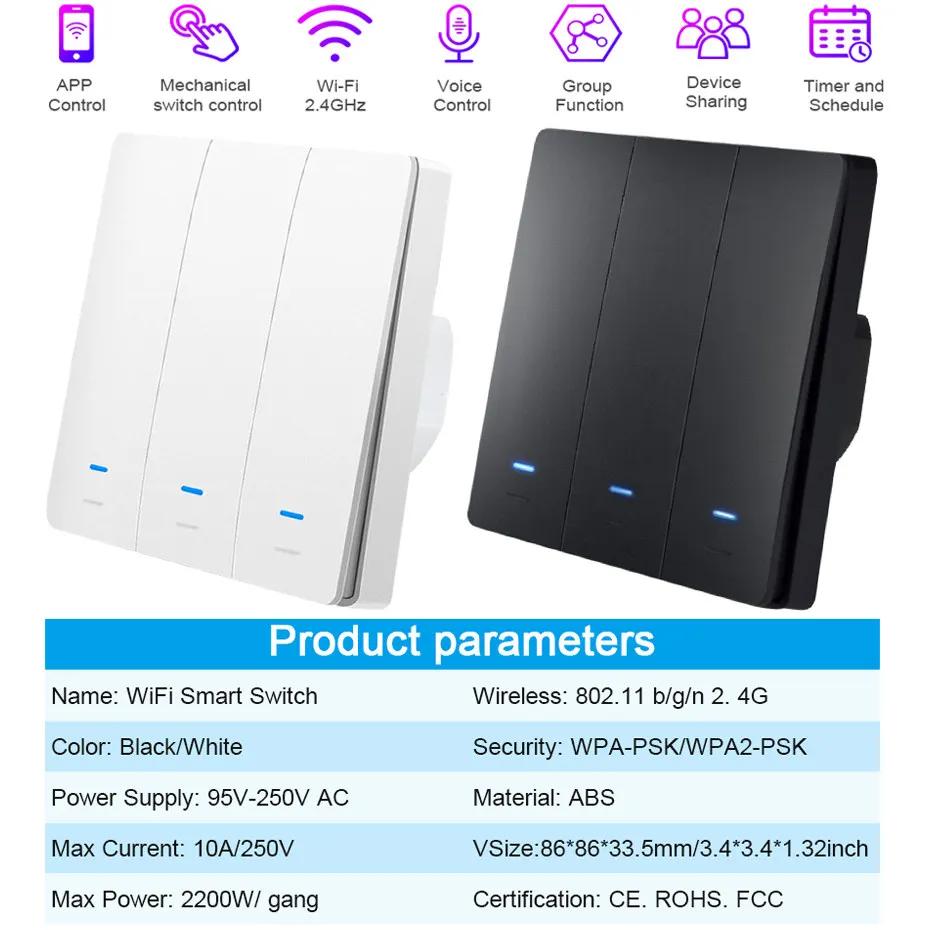 Melery ZigBee Smart Light Switch Push Button Wall Interruptor Inteligente Tuya SmartLife App 2 Way Remote By Alexa Google Home