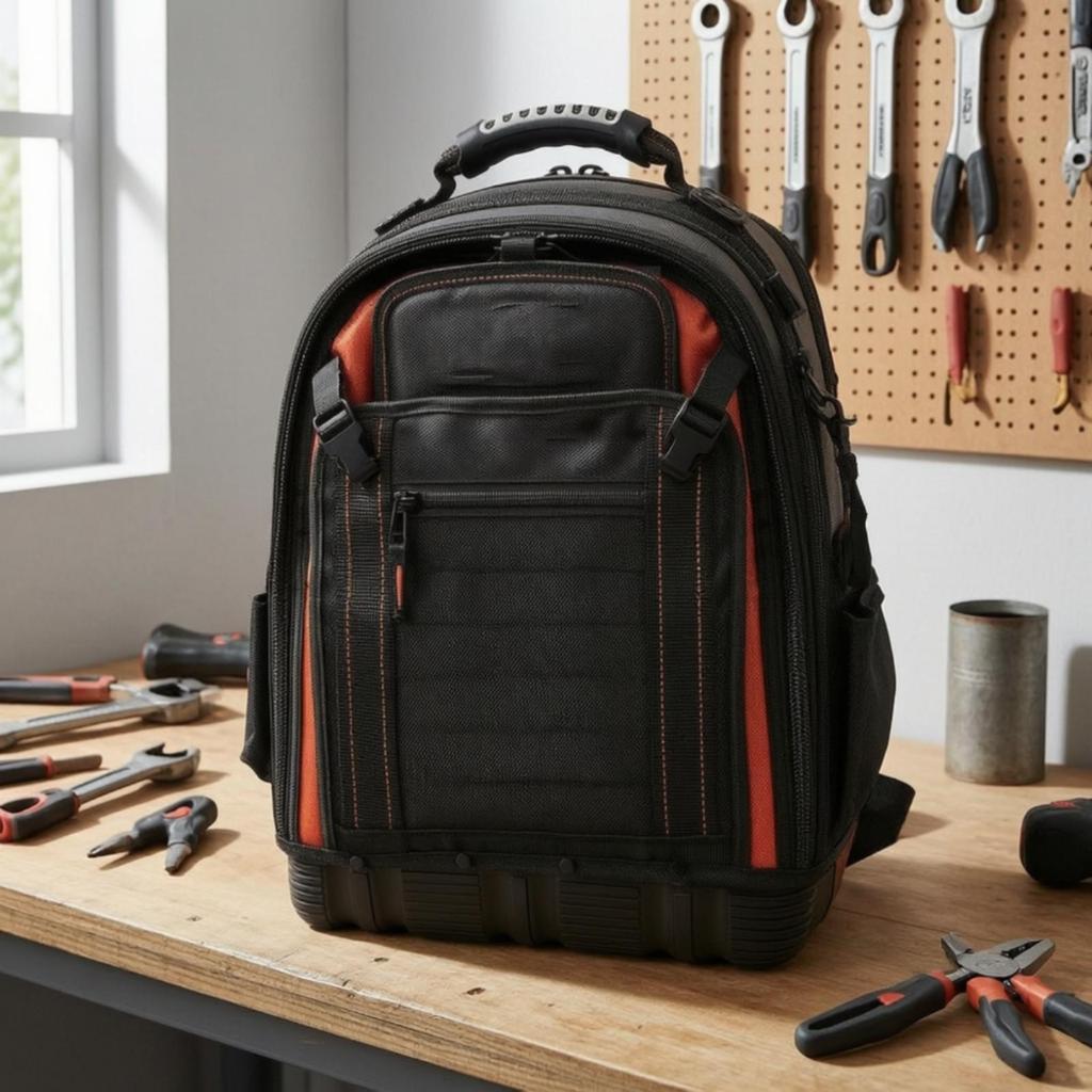 Tool Backpack Sturdy with Molded Base Adjustable for Tradespeople