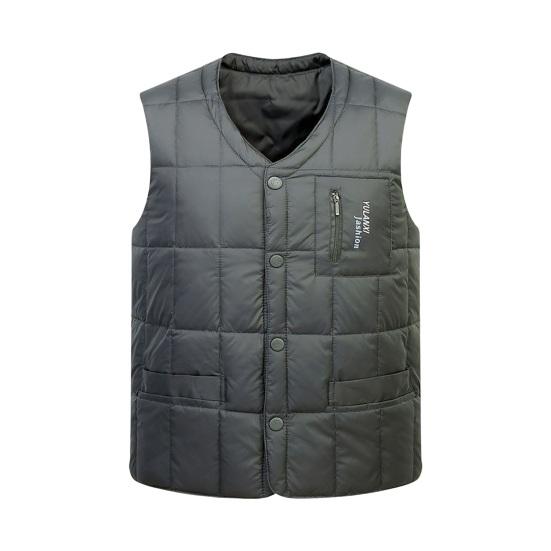 

Мужской жилет, пальто с V-образным вырезом, без рукавов, однотонный однобортный жилет с карманами L армия зеленый