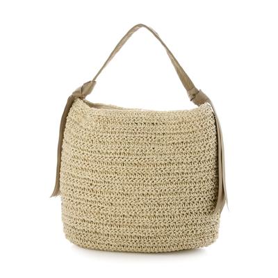Dropped Grosgrain Patterned Woven Tote Basket Bag